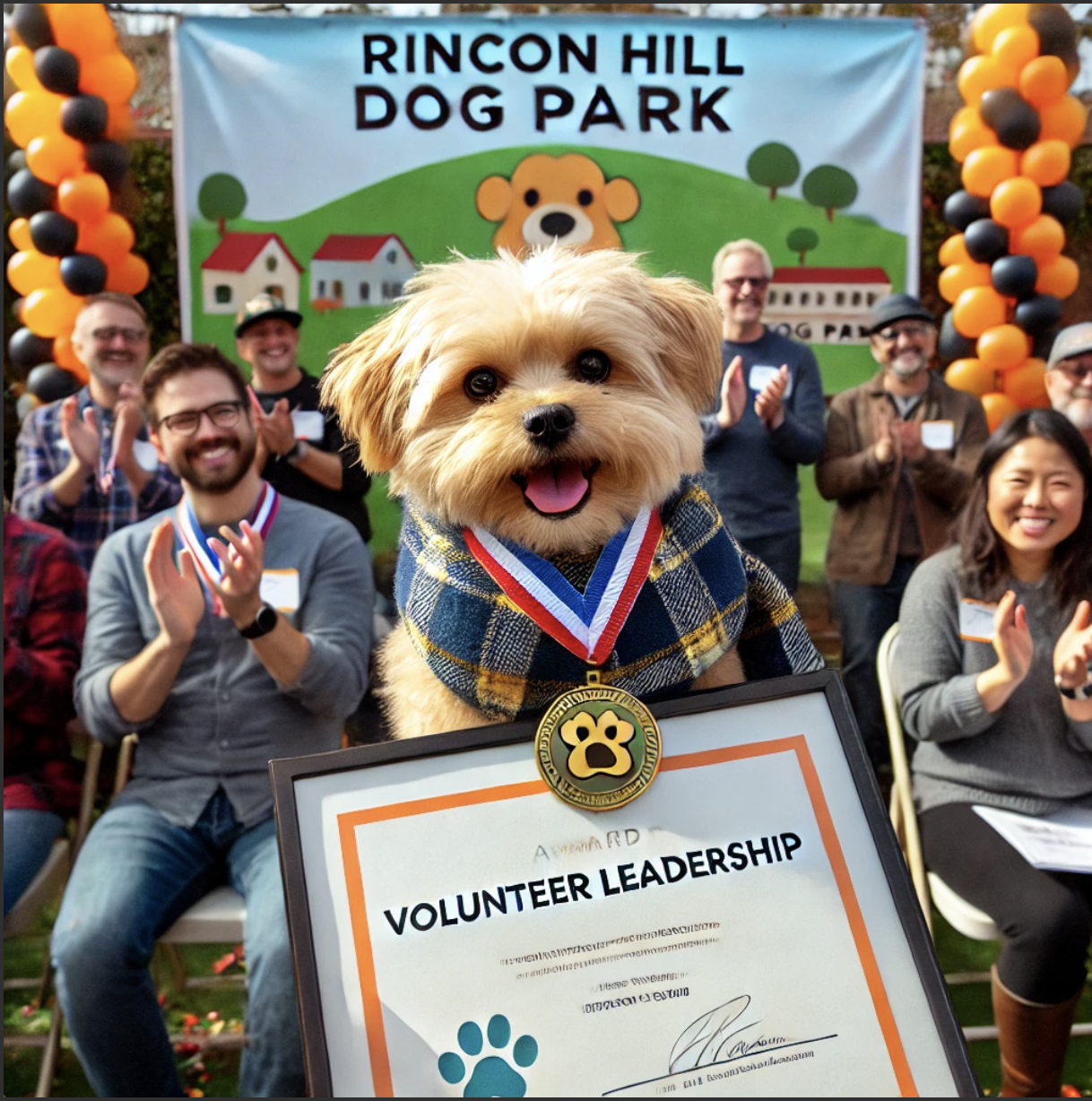 Dog receives an award for volunteer leadership